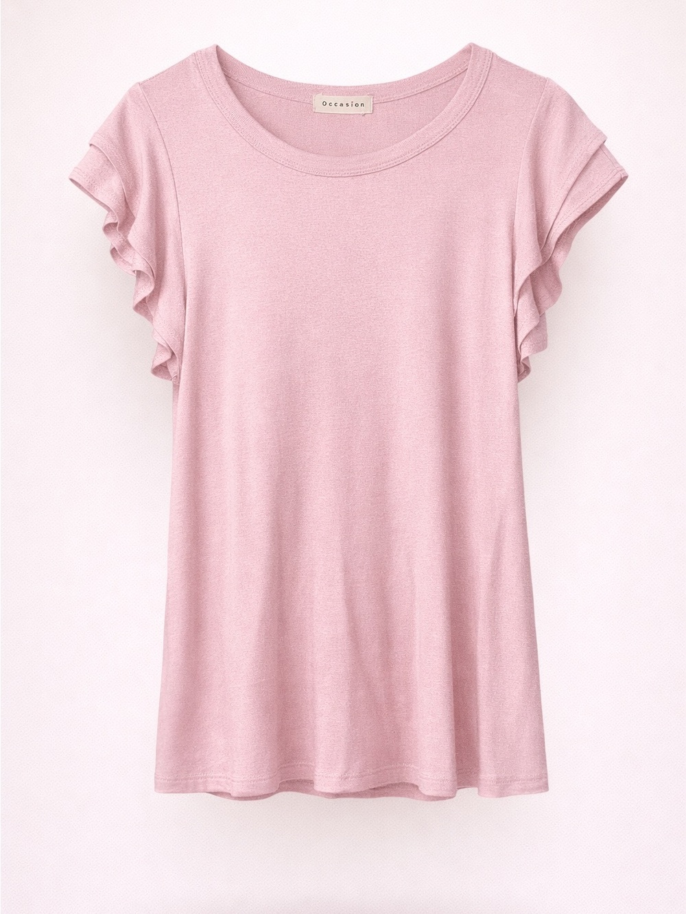 Occasion Blush Pink Top Flutter Sleeve Soft Feminine Casual Chic Large